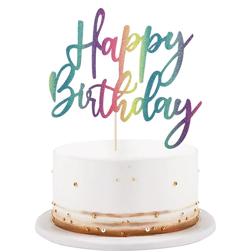 LVEUD glitter Happy Birthday Cake Topper  Happy Birthday Cake Decoration Suitable For Party Decoration For Anniversary/Birthday (colour) - Image 1